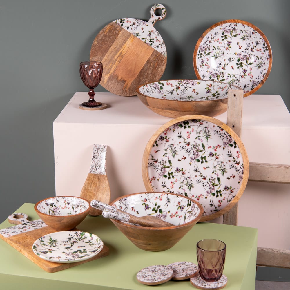 Couverts à salade Champêtre en manguier 28 cm multicolore en bois de - Maisons du Monde