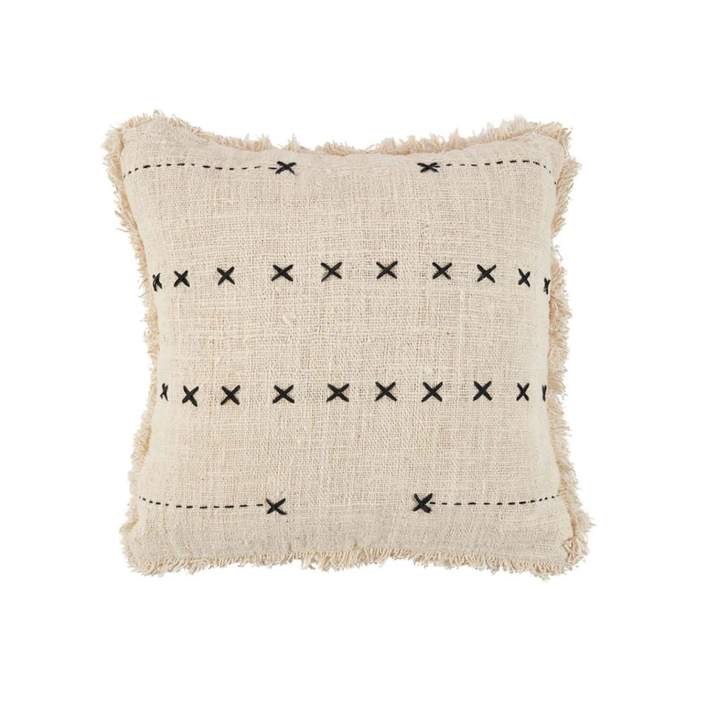 Housse de coussin en coton marron et noir 50 x 50 x 10 cm