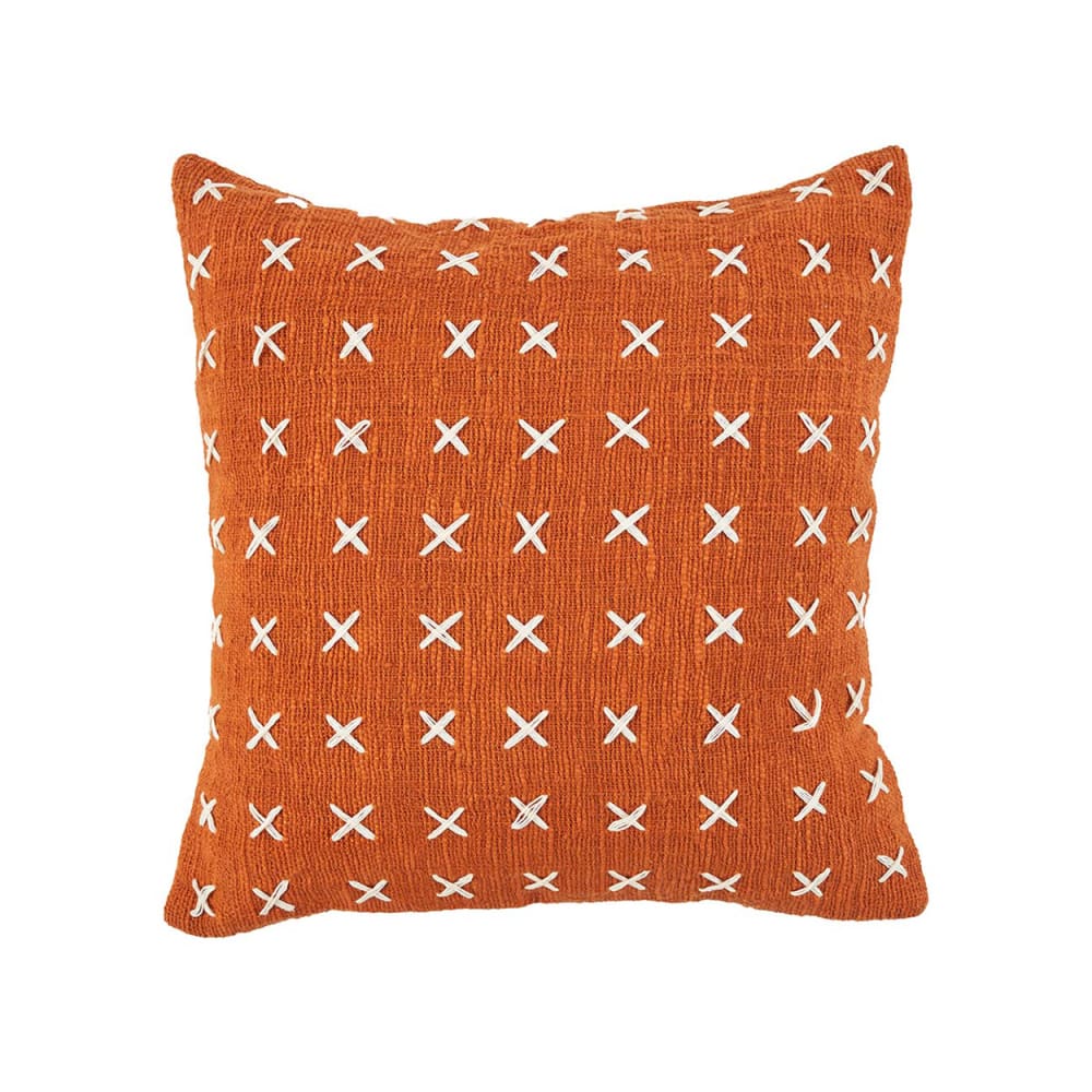 Bazar Bizar Housse de coussin en coton orange et blanche 50x50 cm style bord de mer Multicolore