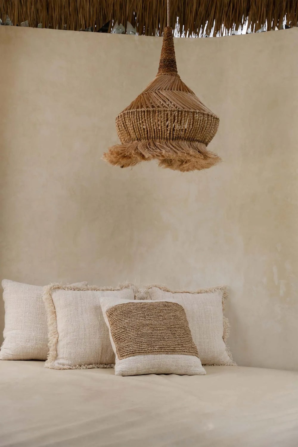 Bazar Bizar Housse de coussin coton marron 50x50x10cm style bord de mer Beige