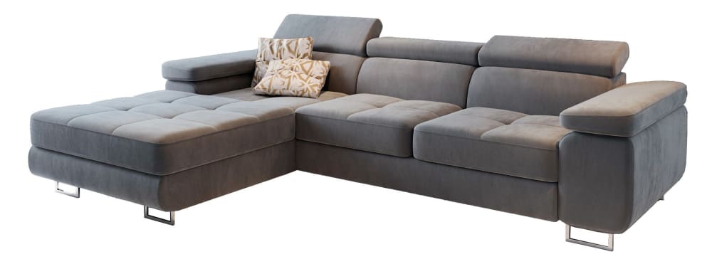 Masseno Ecksofa mit Schlaffunktion aus Velours-Stoff, Hellgrau style modern - Stoff