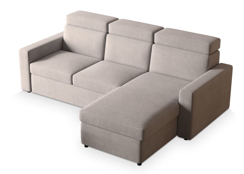 Masseno Ecksofa mit Schlaffunktion aus Kordstoff, Beige style modern Beige