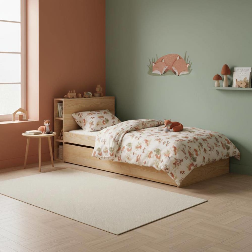 Lit gigogne en bois massif clair 90 x 190 cm