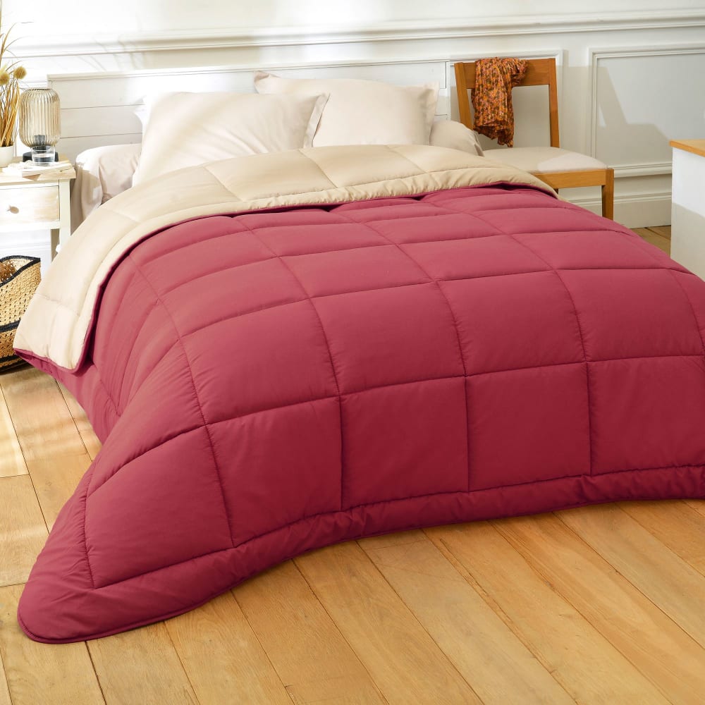 Couette tempérée en polyester rouge rubis 200x200cm