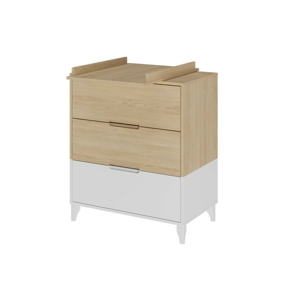 Commode à langer 3 tiroirs blanc et bois