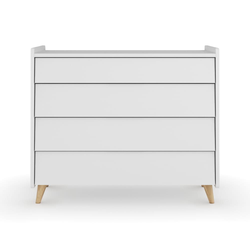 Commode 4 tiroirs blanc et bois (ID Kids) - Image 1