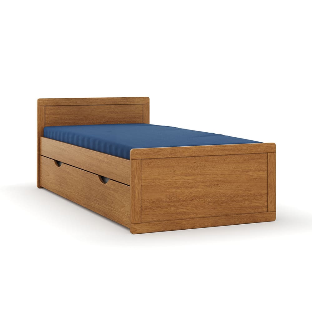 Pack lit enfant gigogne avec matelas bois massif noisette 90x190 cm