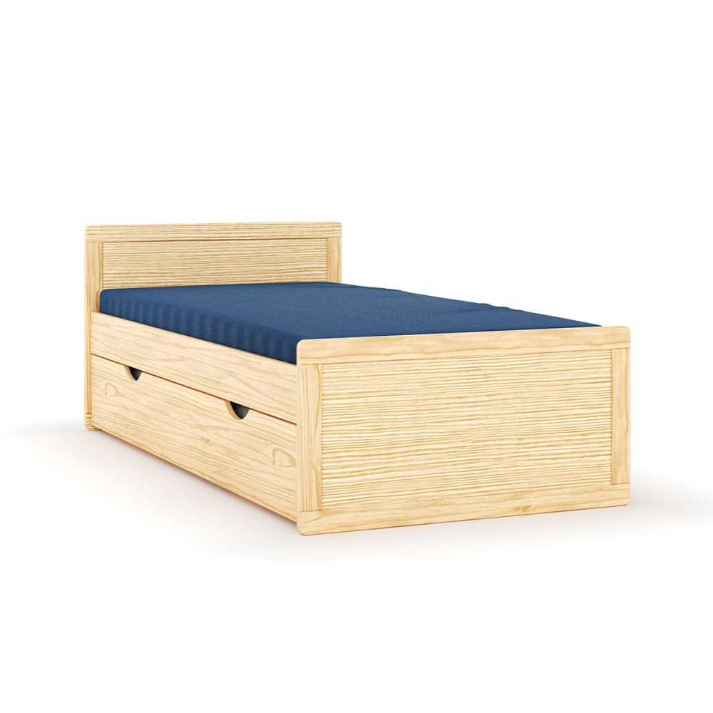 Pack lit enfant gigogne avec matelas bois massif 90x190 cm