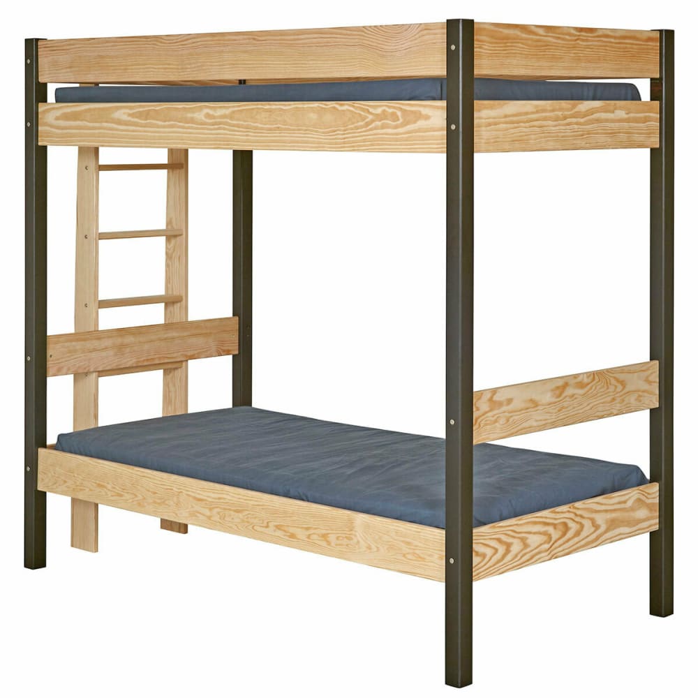 ID Kids Lit superposé noir et bois 90x190 cm style contemporain Noir Bois - 212x181x98cm