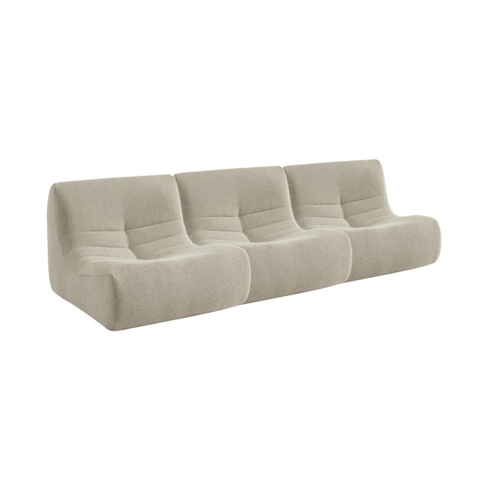 3 fauteuils chauffeuses bouclette texturée beige — Beyit