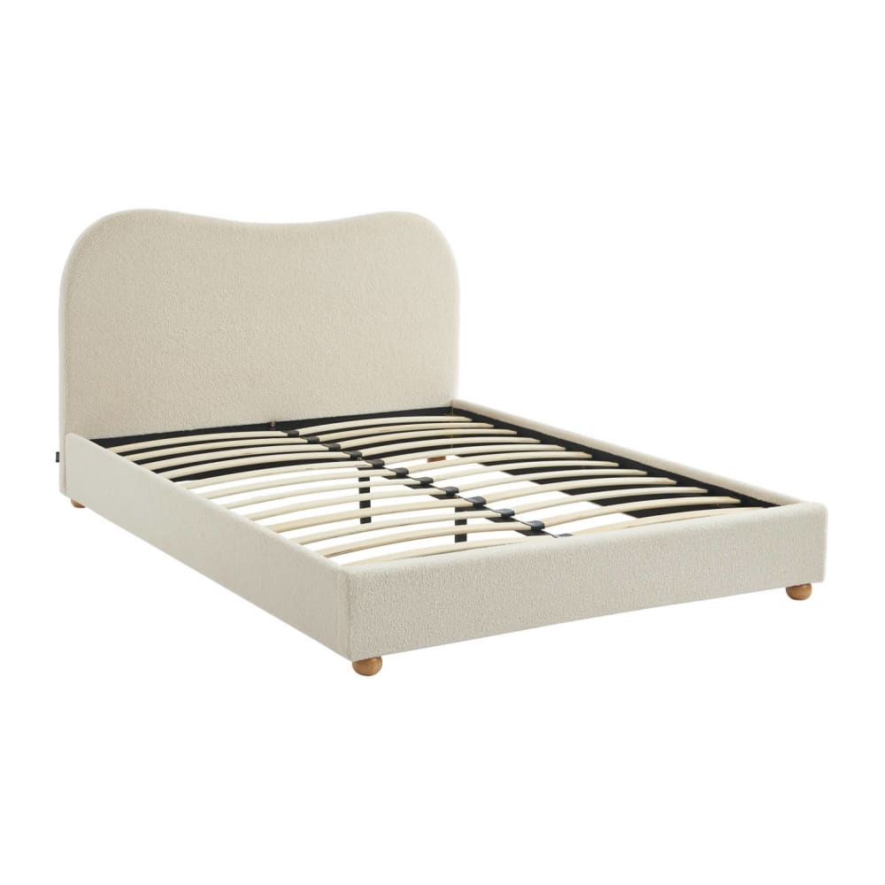 Lit avec sommier à lattes et tête de lit, blanc