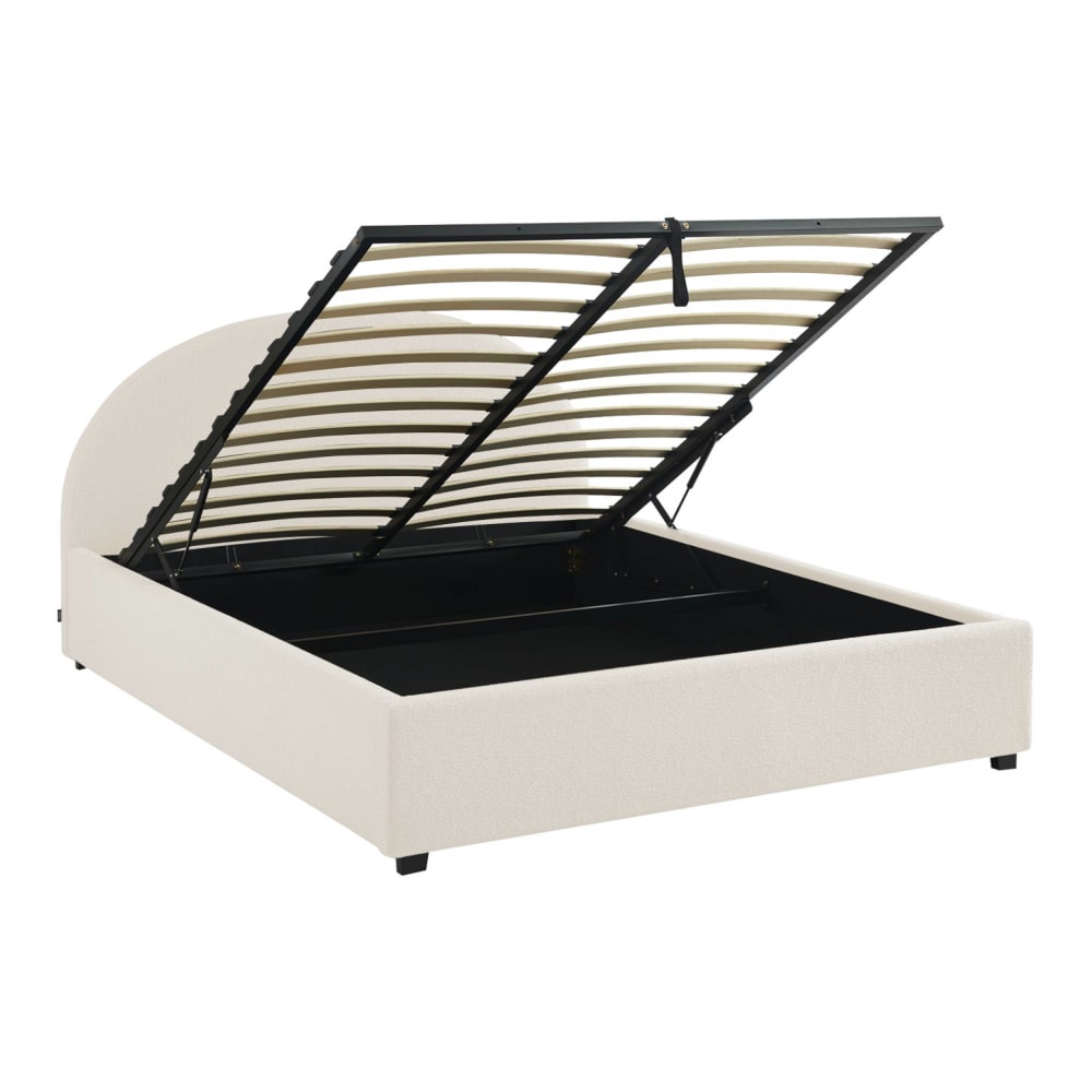 Lit coffre sommier à lattes et tête de lit, blanc, 160 x 200cm i