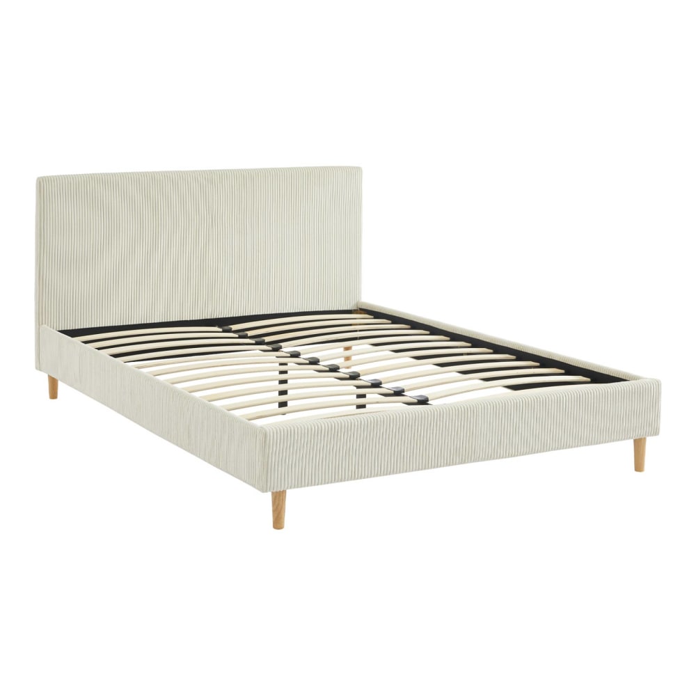 Lit avec sommier à lattes et tête de lit, blanc, 140 x 190cm