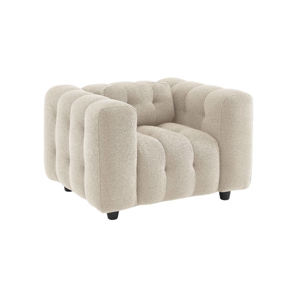 Fauteuil 1 place bouclette texturée capitonné beige — Beyit