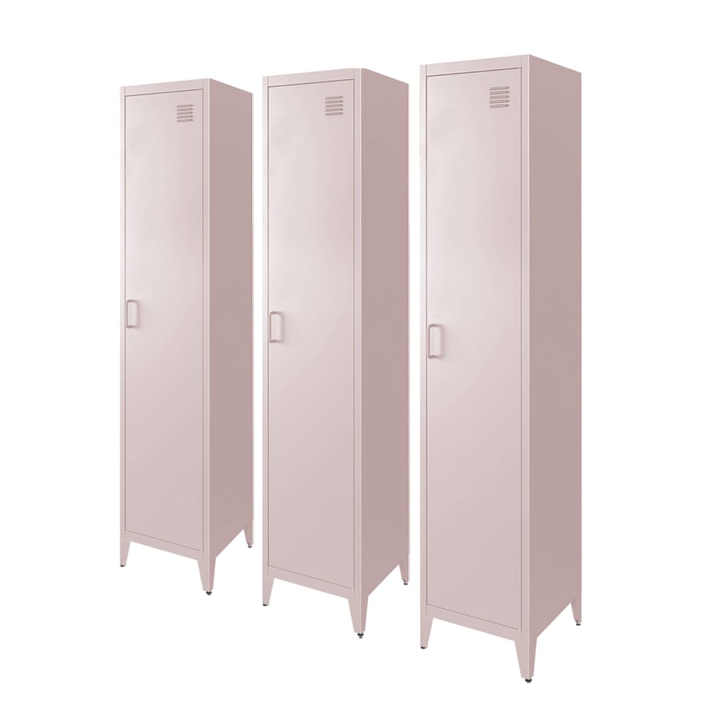 3 armoires chambre en acier rose, 4 espaces de rangement - Maisons du Monde