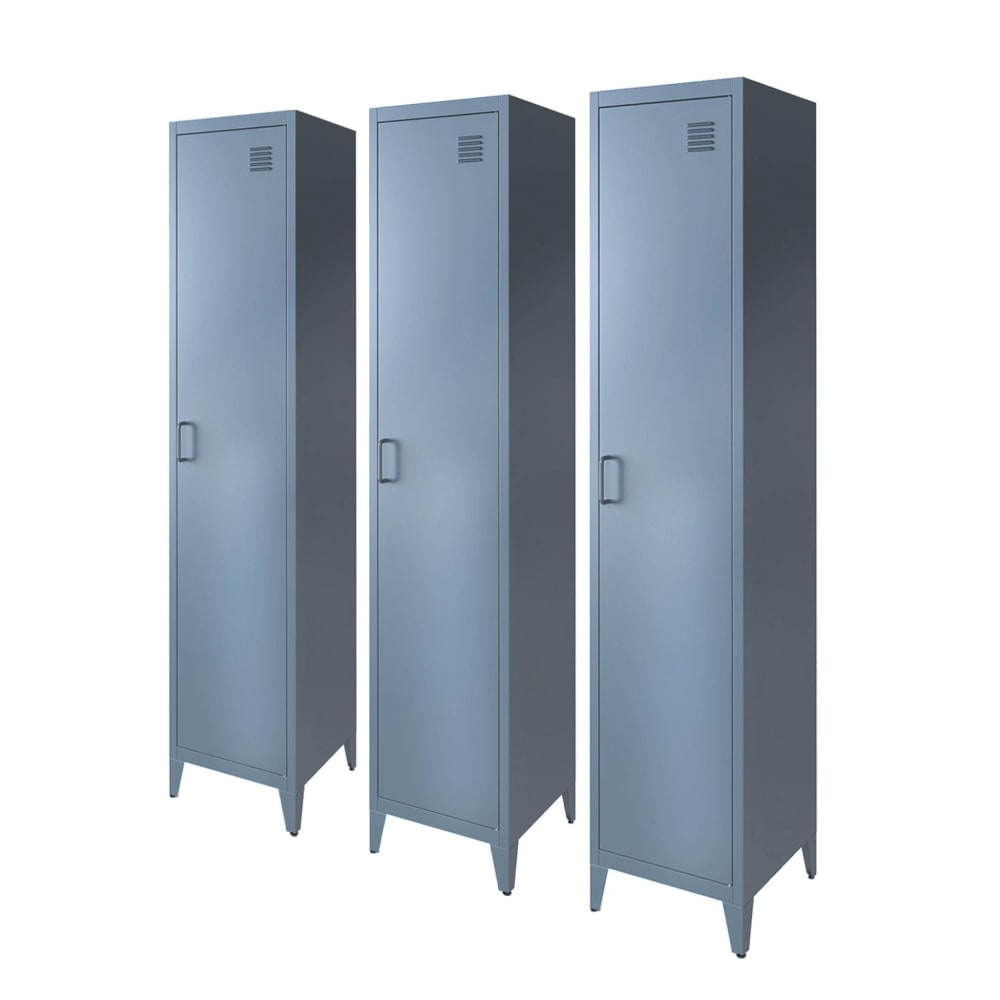3 armoires chambre en acier bleu pétrole, 4 espaces de rangement - Maisons du Monde