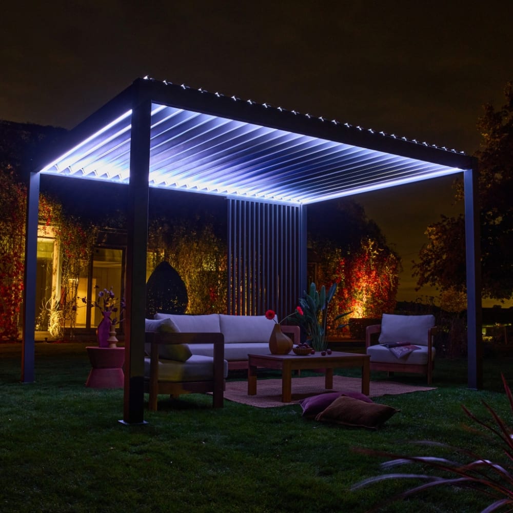 sweeek Vertikale Lamellenwand 130cm für Pergola Triomphe anthrazit Grau Aluminium