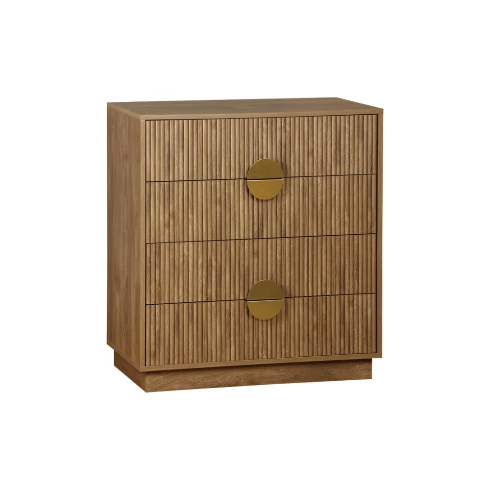 Kommode mit 4 Schubladen in Mangoholz-Look, geriffelt - Maisons