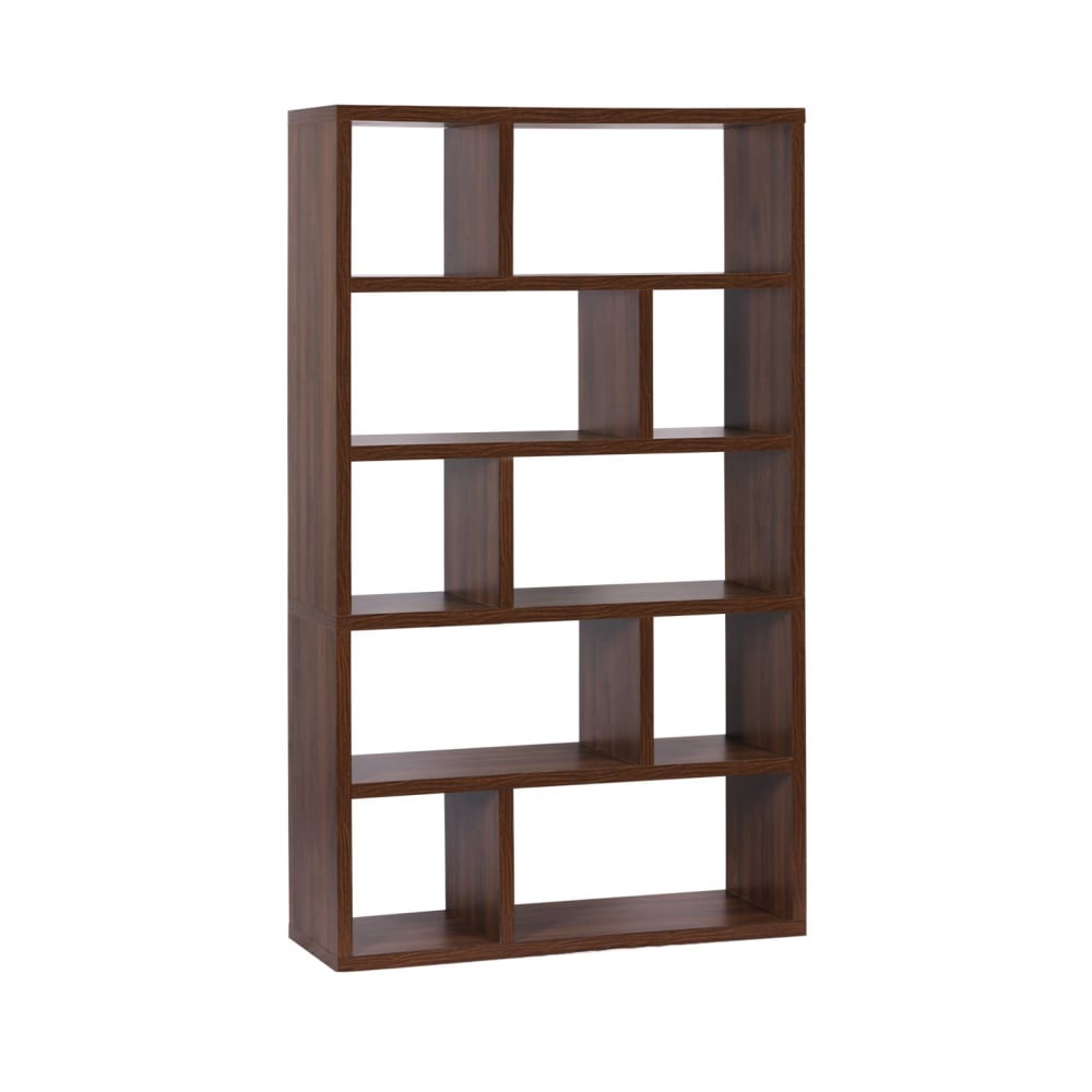 Asymmetrisches Regal 10 Stauräume, Nussbaumoptik - Maisons Du