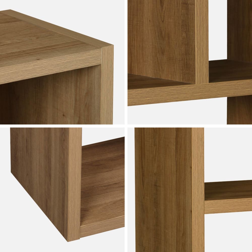 Asymmetrisches Regal mit 10 Stauräumen, Mangoholzoptik - Maisons