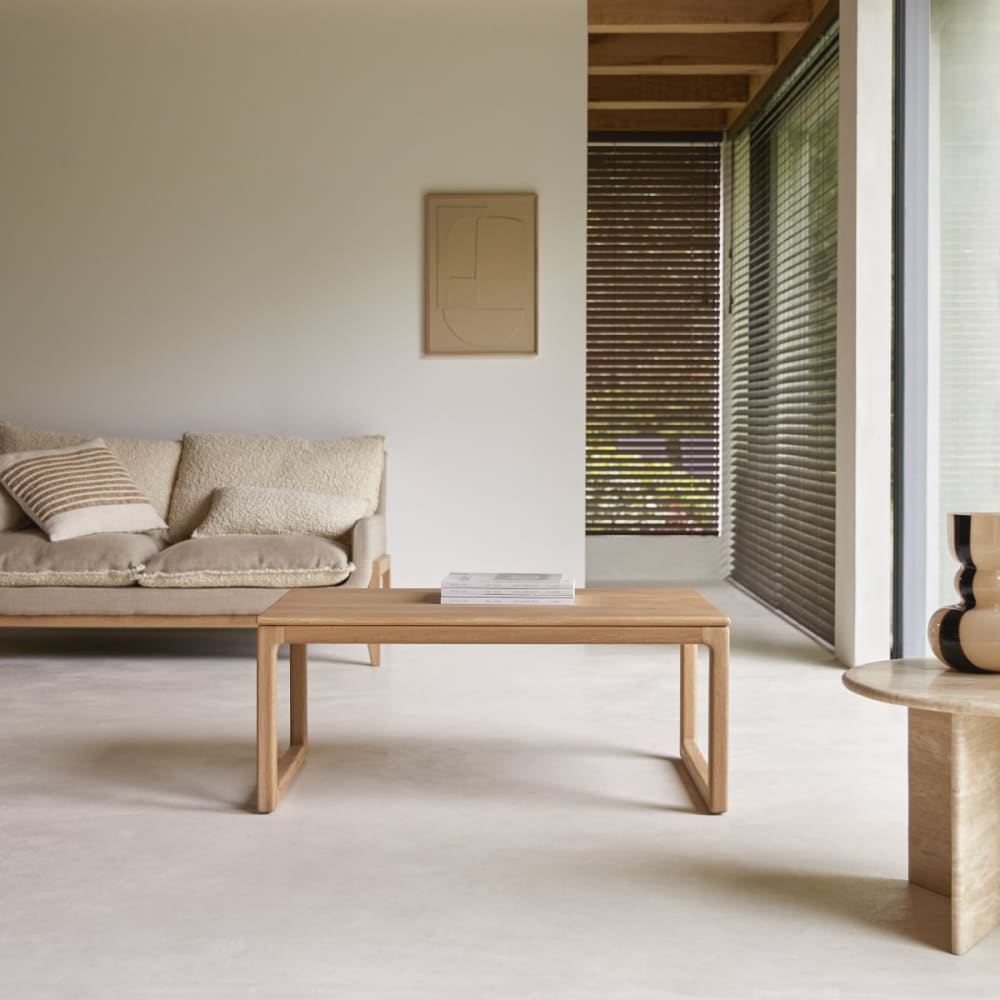 Tikamoon Couchtisch aus massiver Eiche style modern Beige Holz