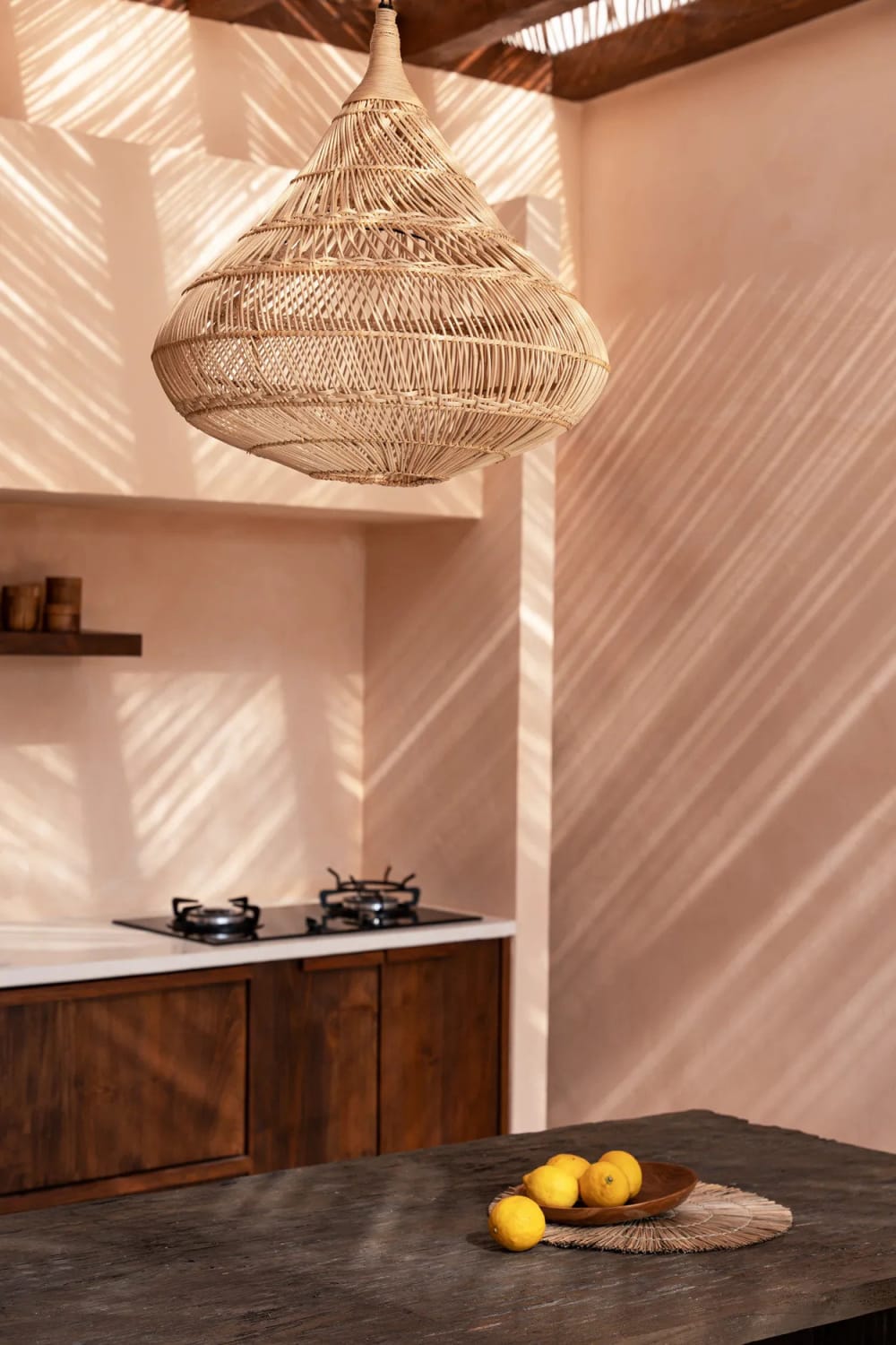 Suspension rotin marron 80x80x77cm — vue 4