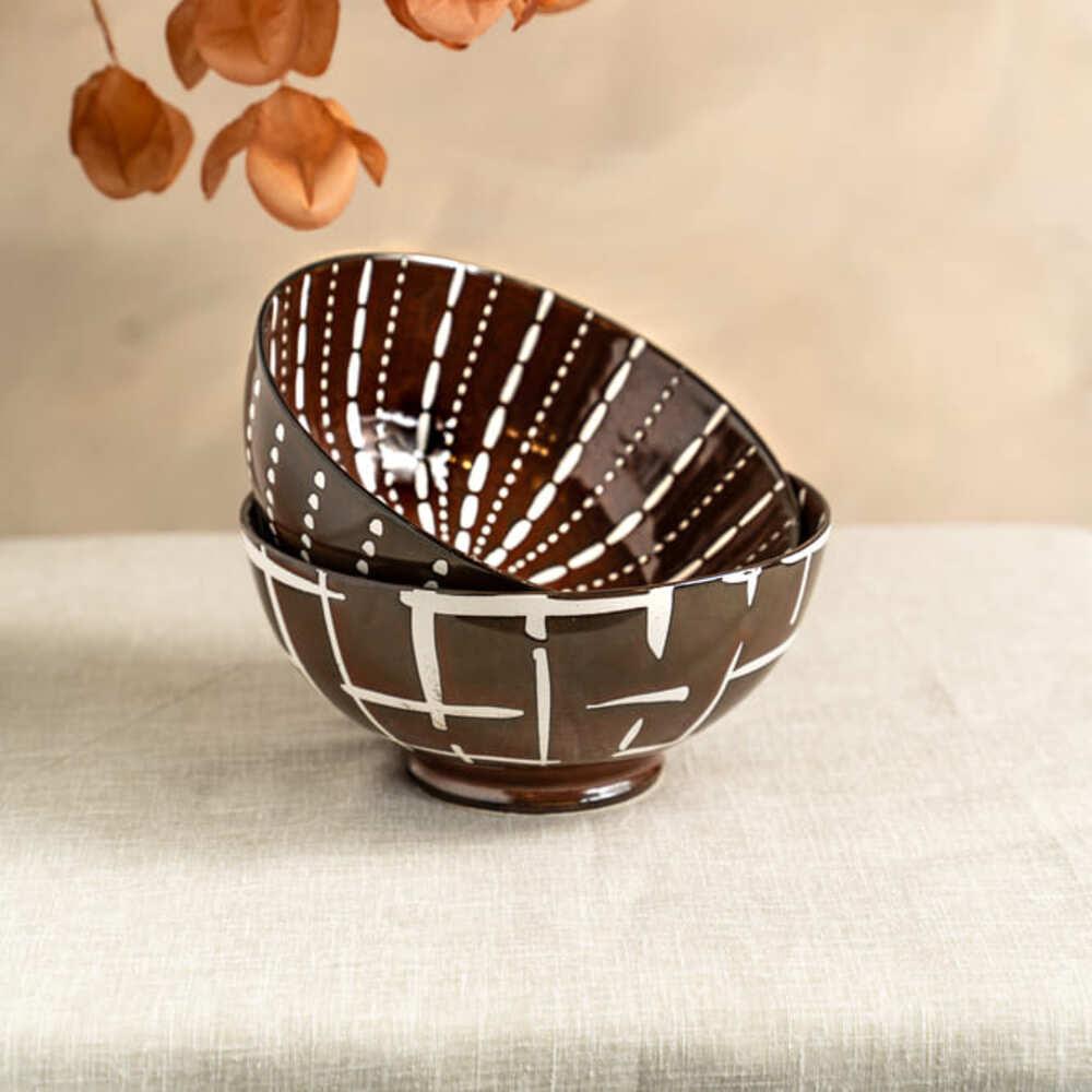 Saladier  20 cm (1 modèle aléatoire) marron en porcelaine - Maisons du Monde