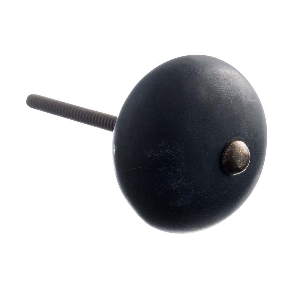 Bouton De Porte En Grès 4Cm Noir Mat Laiton