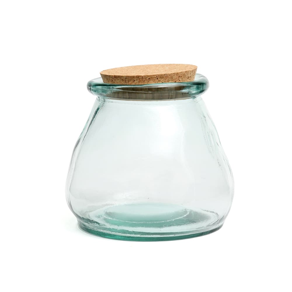 Bocal verre recyclé bleu 15x15x15cm