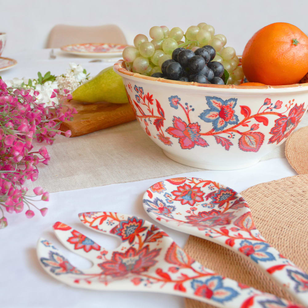Grand saladier profond en mélamine 25 cm en imprimé fleurs indiennes - Maisons du Monde