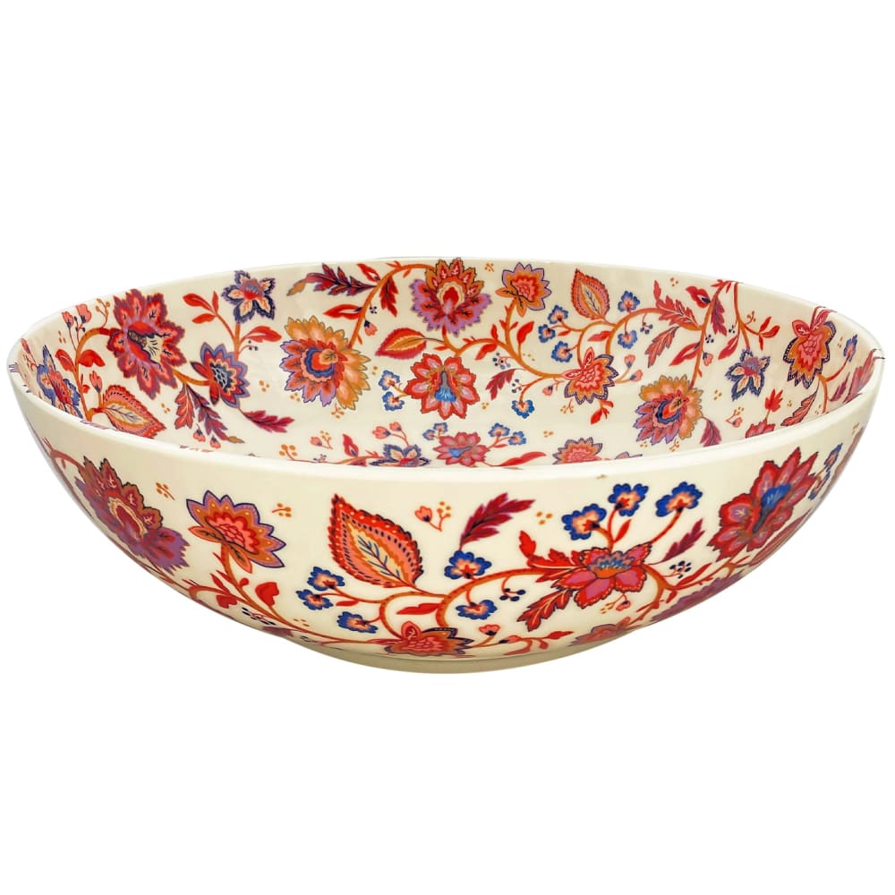 Grand saladier en mélamine pure 31 cm en imprimé fleurs indiennes