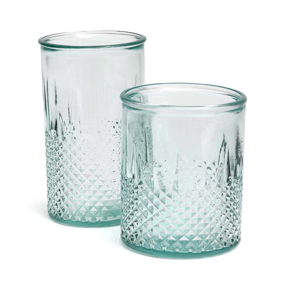 Verre verre recyclé bleu 8x8x14cm - Maisons du Monde