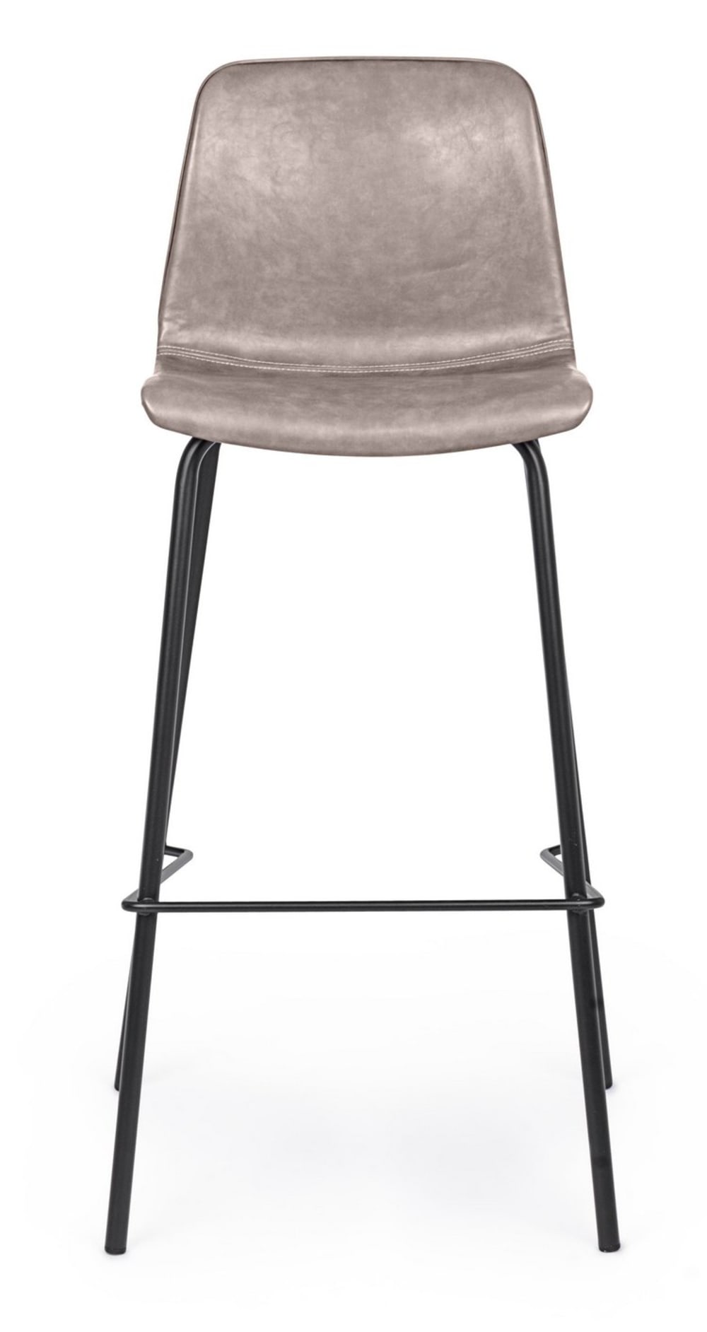 Ensemble de 2 tabourets en simili cuir beige et pieds en acier noir