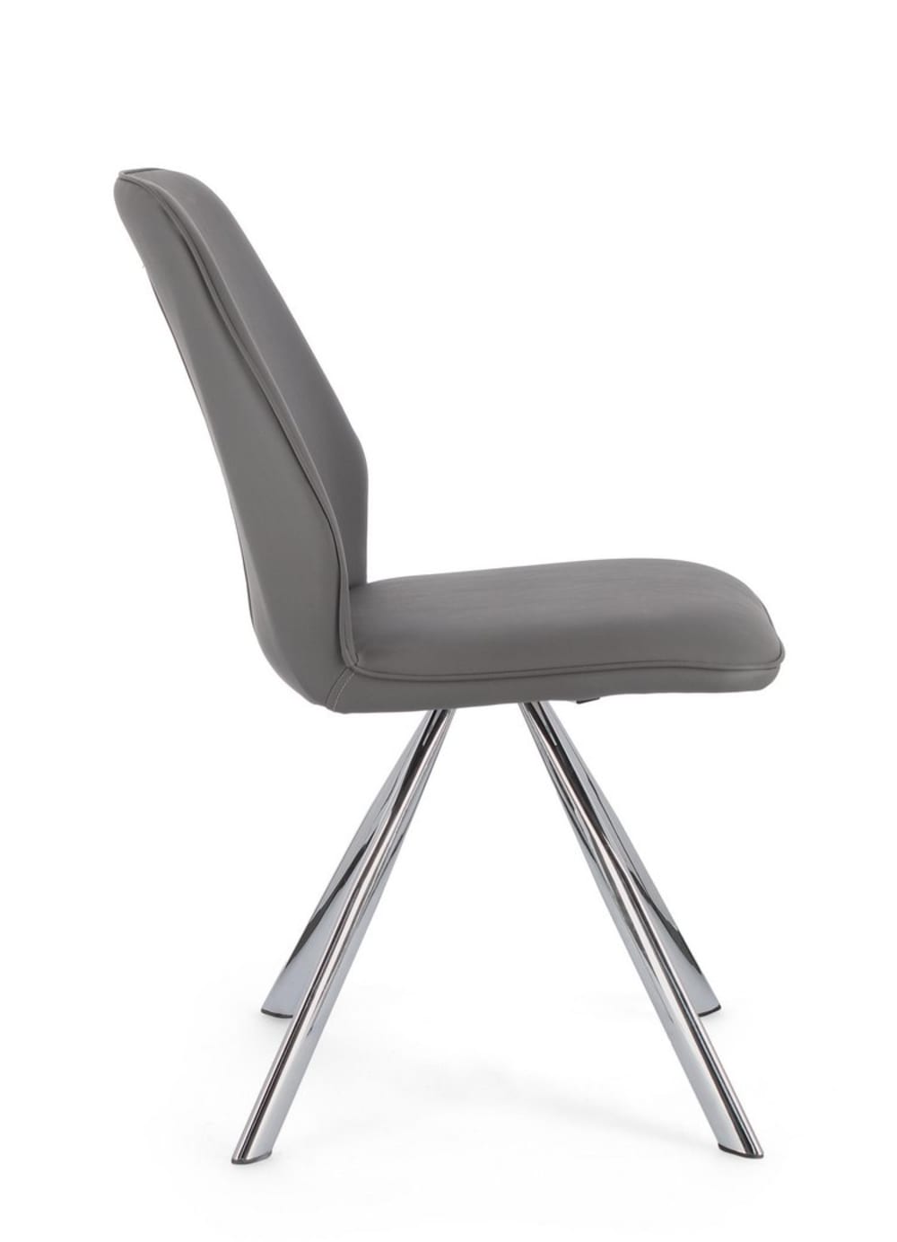 Ensemble de 4 chaises en simili-cuir gris et pieds en acier chromé