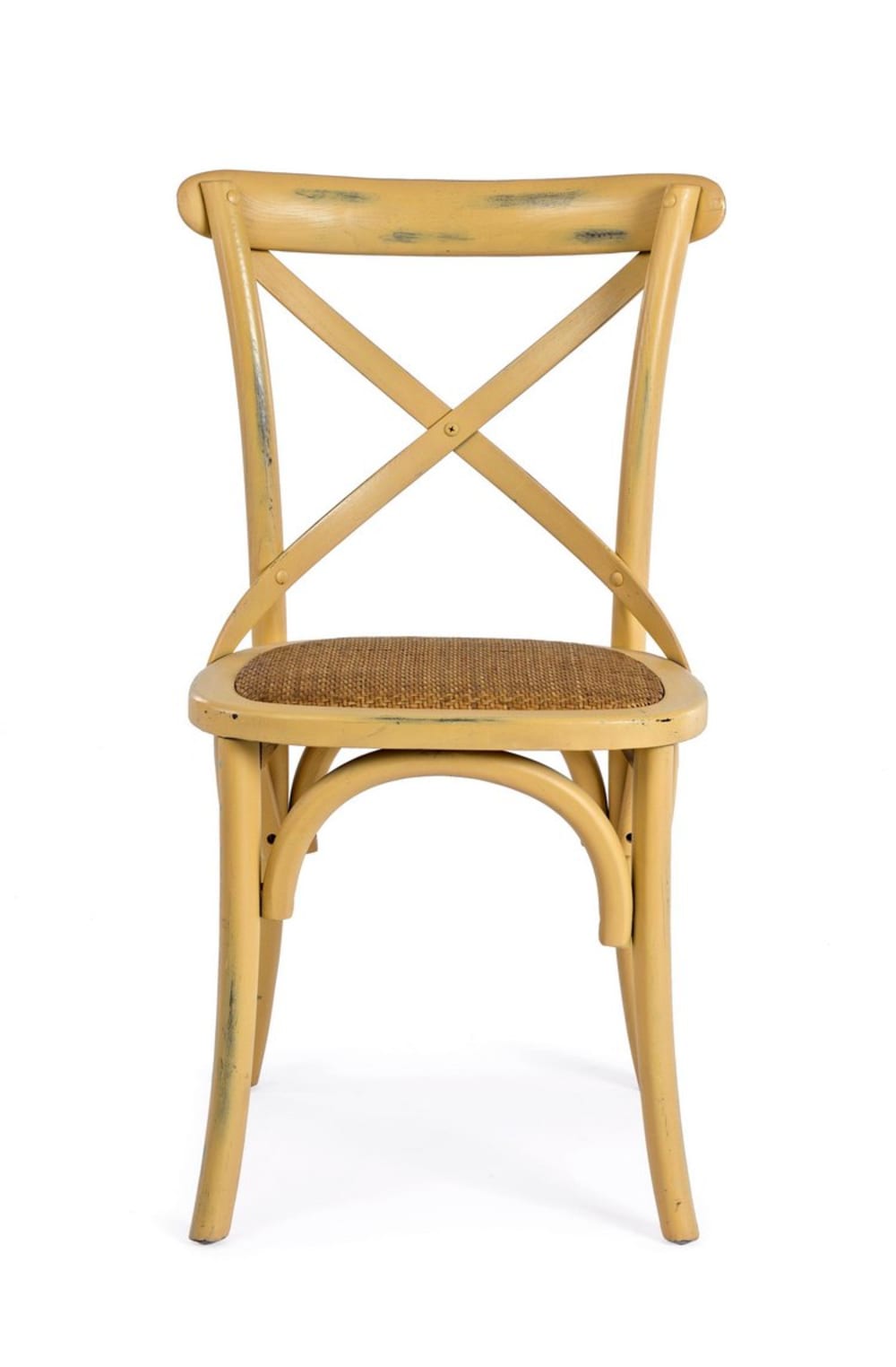 Set de 2 chaises en orme ocre et rotin naturel