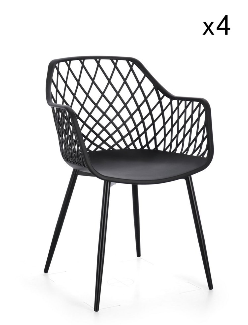 Lot de 4 chaises en polypropylène - noir