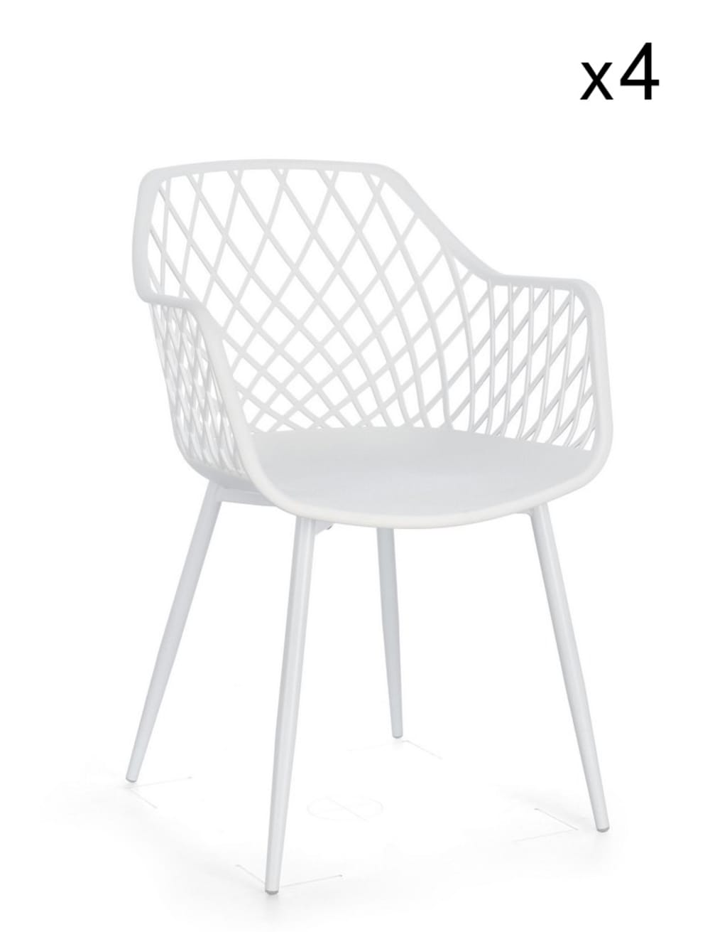 Lot de 4 chaises en polypropylène - acier blanc