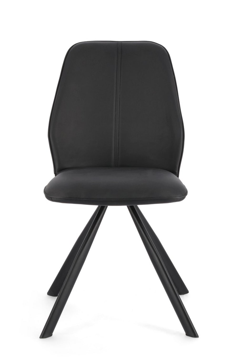 Ensemble de 4 chaises en simili cuir noir et pieds en acier noir