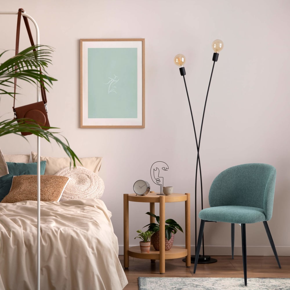 2 Gepolsterte Stühle in Wassergrünem Stoff - Maisons Du Monde