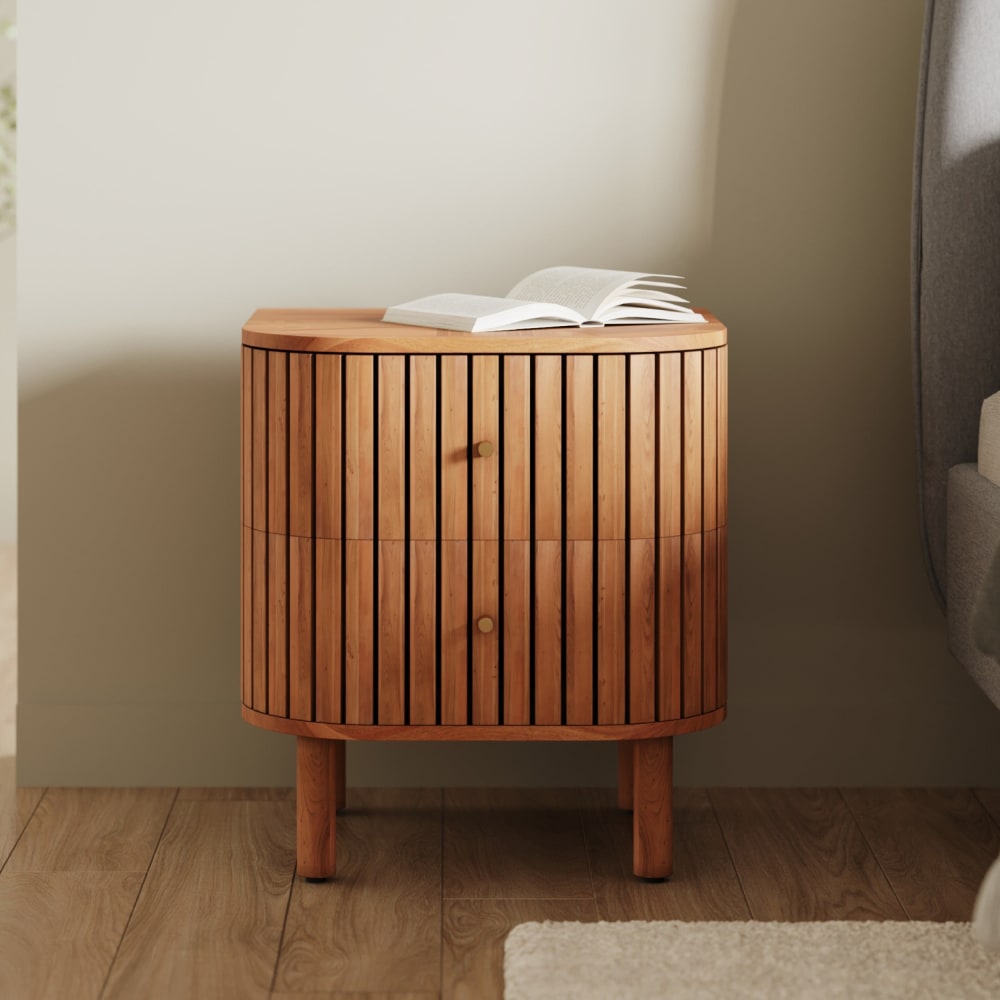 Table de chevet en bois d'acacia 2 tiroirs - Maisons du Monde