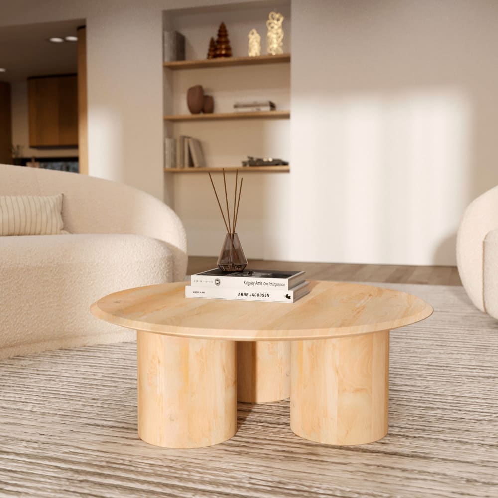 Runder Couchtisch aus Mango-Holz D90 cm - Maisons Du Monde