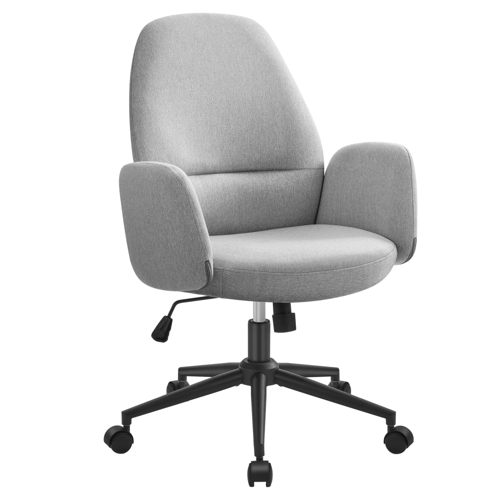 Chaise de bureau hauteur réglable tissu coton-lin gris tourterelle