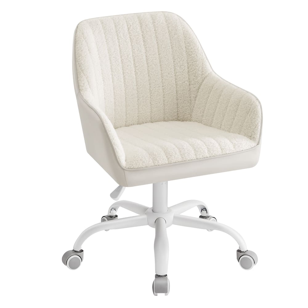 Chaise de bureau fauteuil pivotant beige cappuccino et blanc nuage