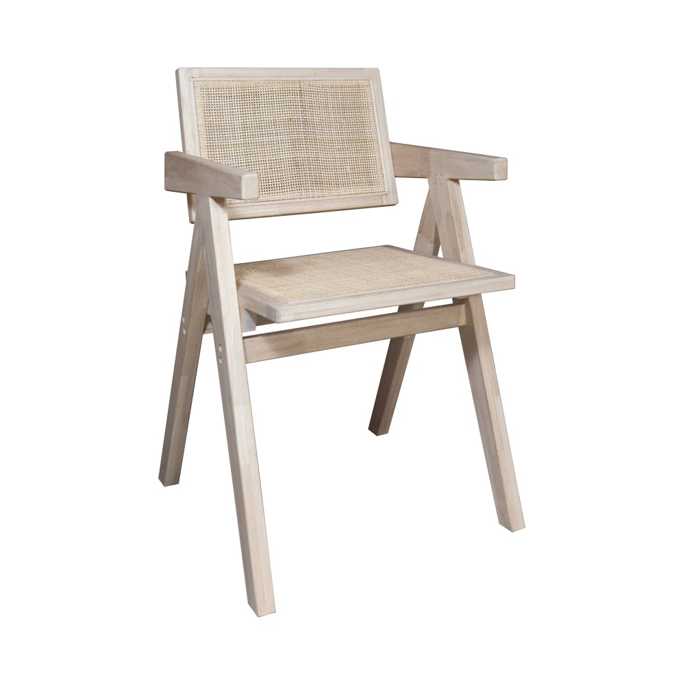 Chaise de bureau en bois de pin et canage beige - Maisons du Monde