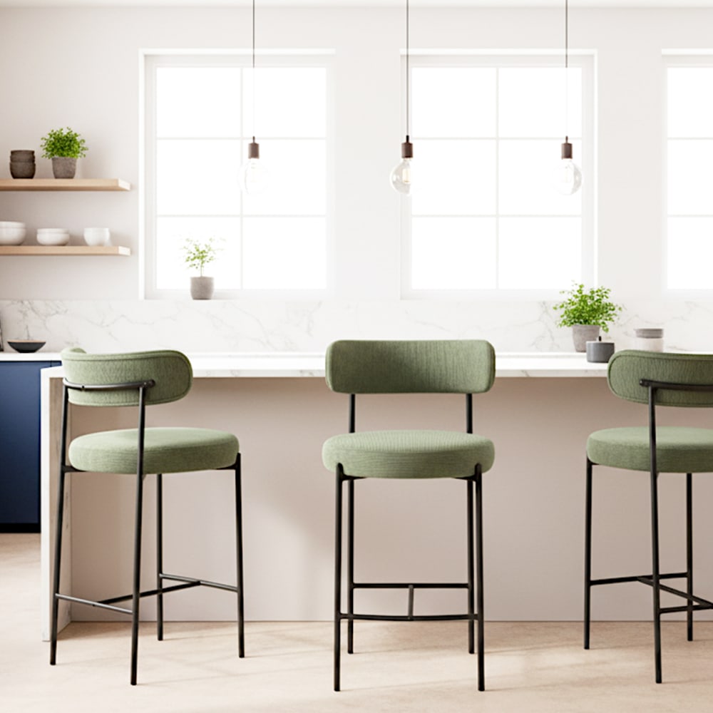 Lot de 2 tabourets de bar en velours côtelé vert - Maisons du Monde