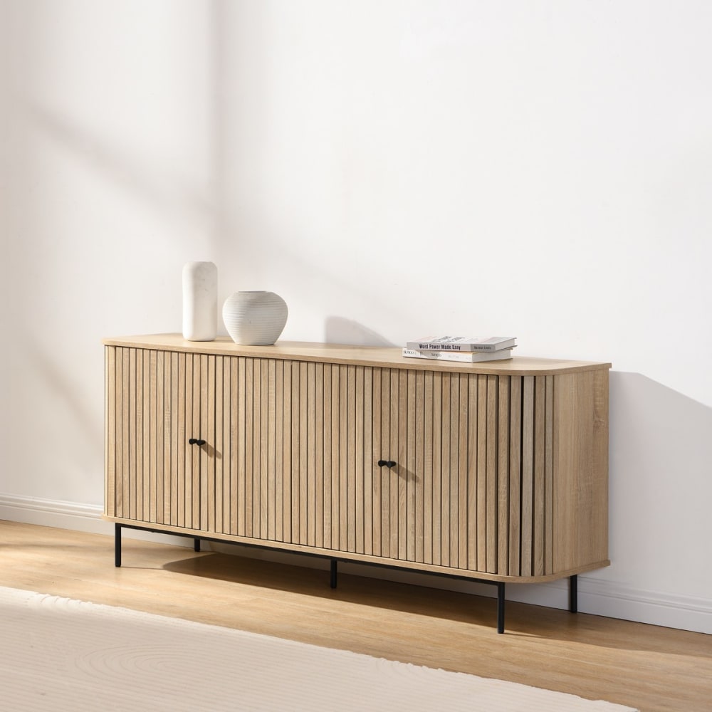 Buffet 4 portes couleur chêne 168 cm