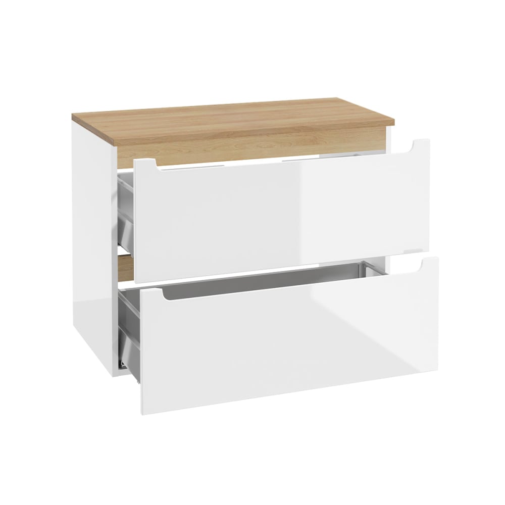 Waschtisch 80cm 2 Schubladen und Holz MDF Weiß - Maisons Du Monde