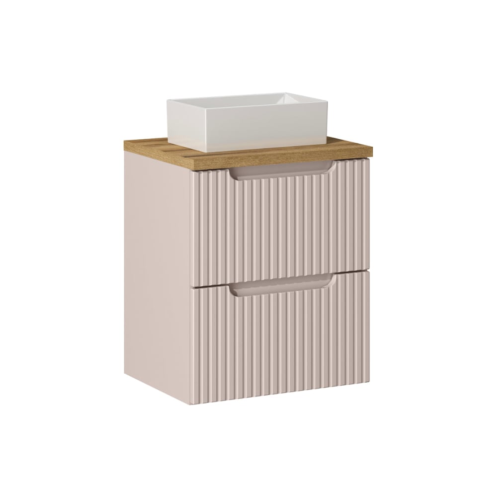 Petits meubles Meuble simple vasque 50cm 2 tiroirs panneaux mélaminé et mdf beige Beige Panneau De Particules - 50x59x40cm