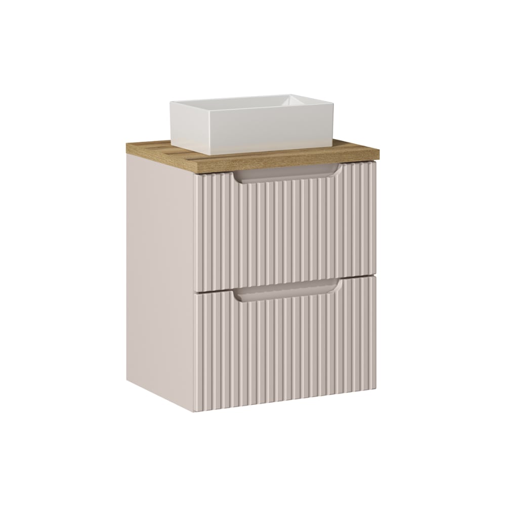 Meuble vasque 2 tiroirs stratifiés beige