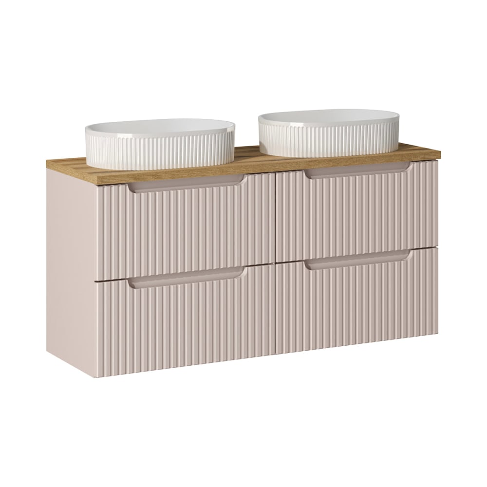 Petits meubles Doppelwaschtisch 120cm 4 Schubladen Melamin Kaschmir Beige Spanplatte